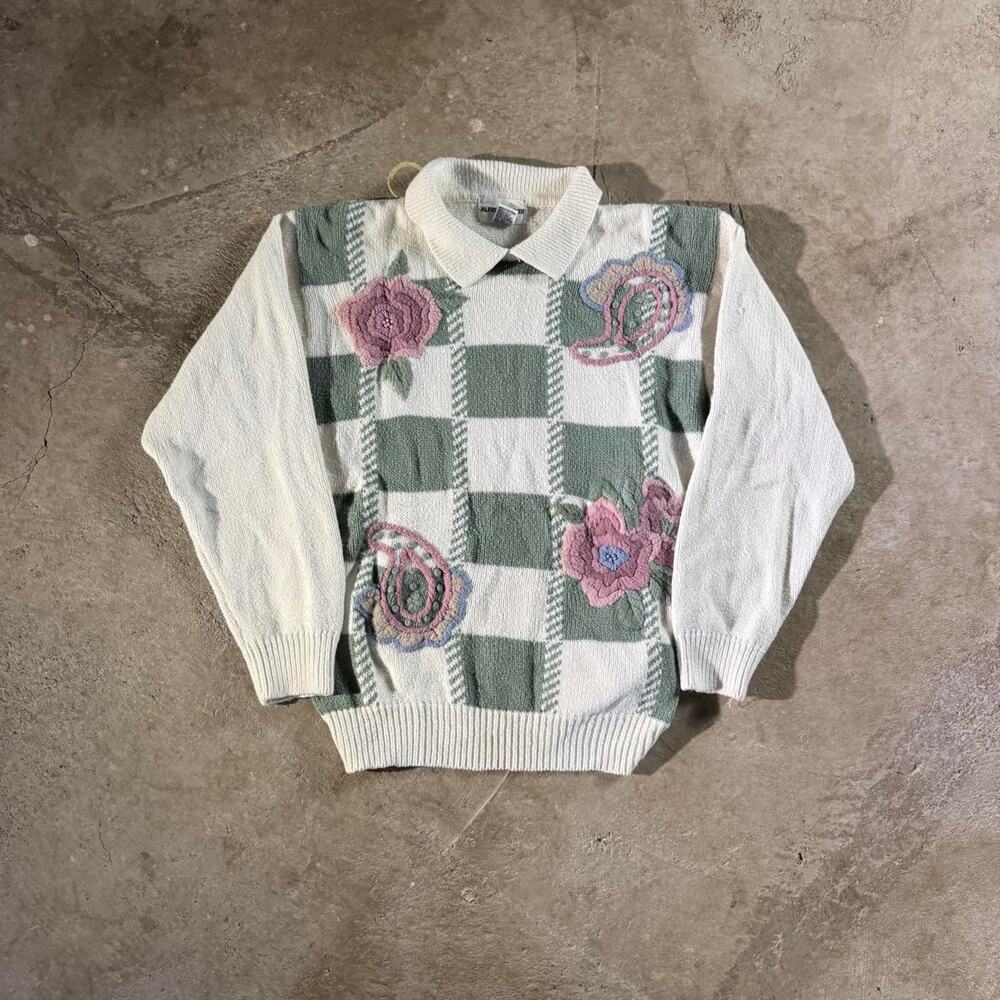 Vintage 90’s Alfred Dunner Embroidered Floral Collared Sweater